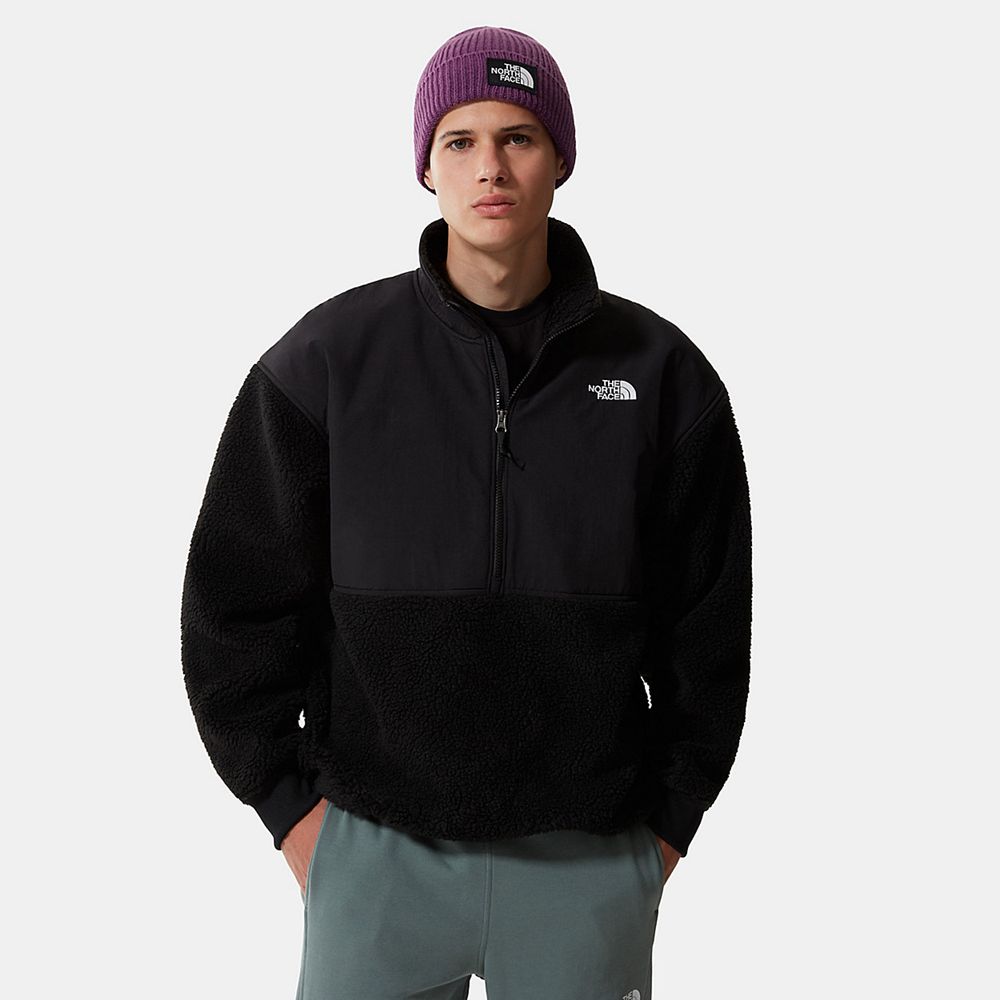 The North Face Fleece Mens Australia - The North Face Platte Sherpa ¼ Zip Black (LWP-378902)